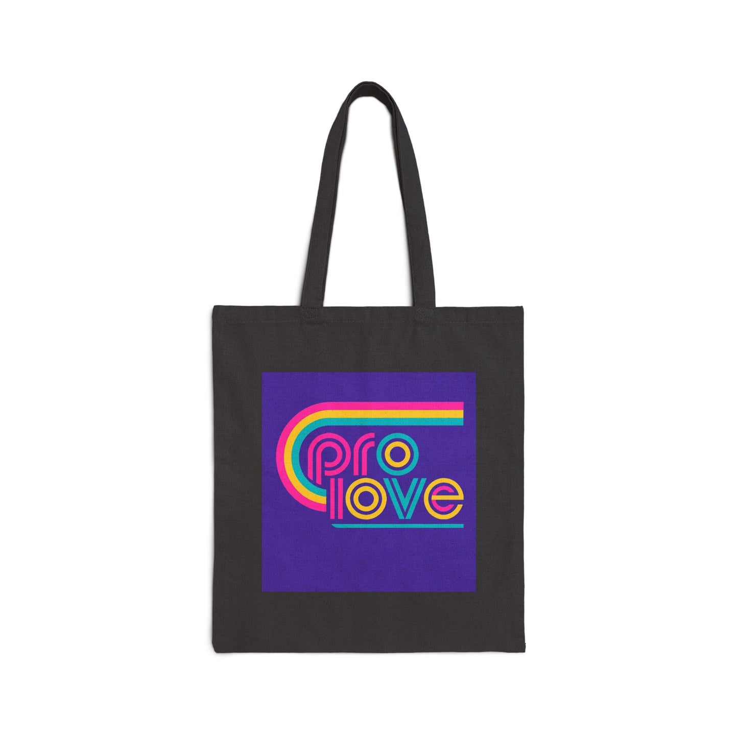 “Pro Love” Retro Rainbow Canvas Tote – Loudly Loving, Softly Screaming Inside