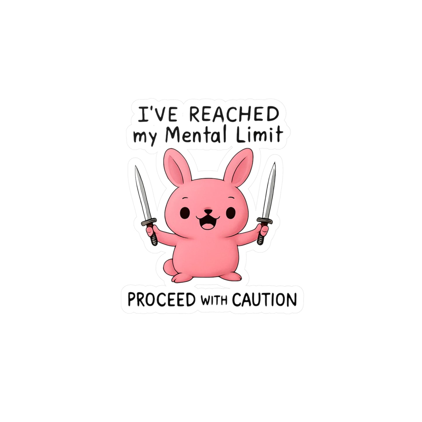 “Mental Limit Bunny” Vinyl Sticker – Cute, Caffeinated, and Armed with Boundaries