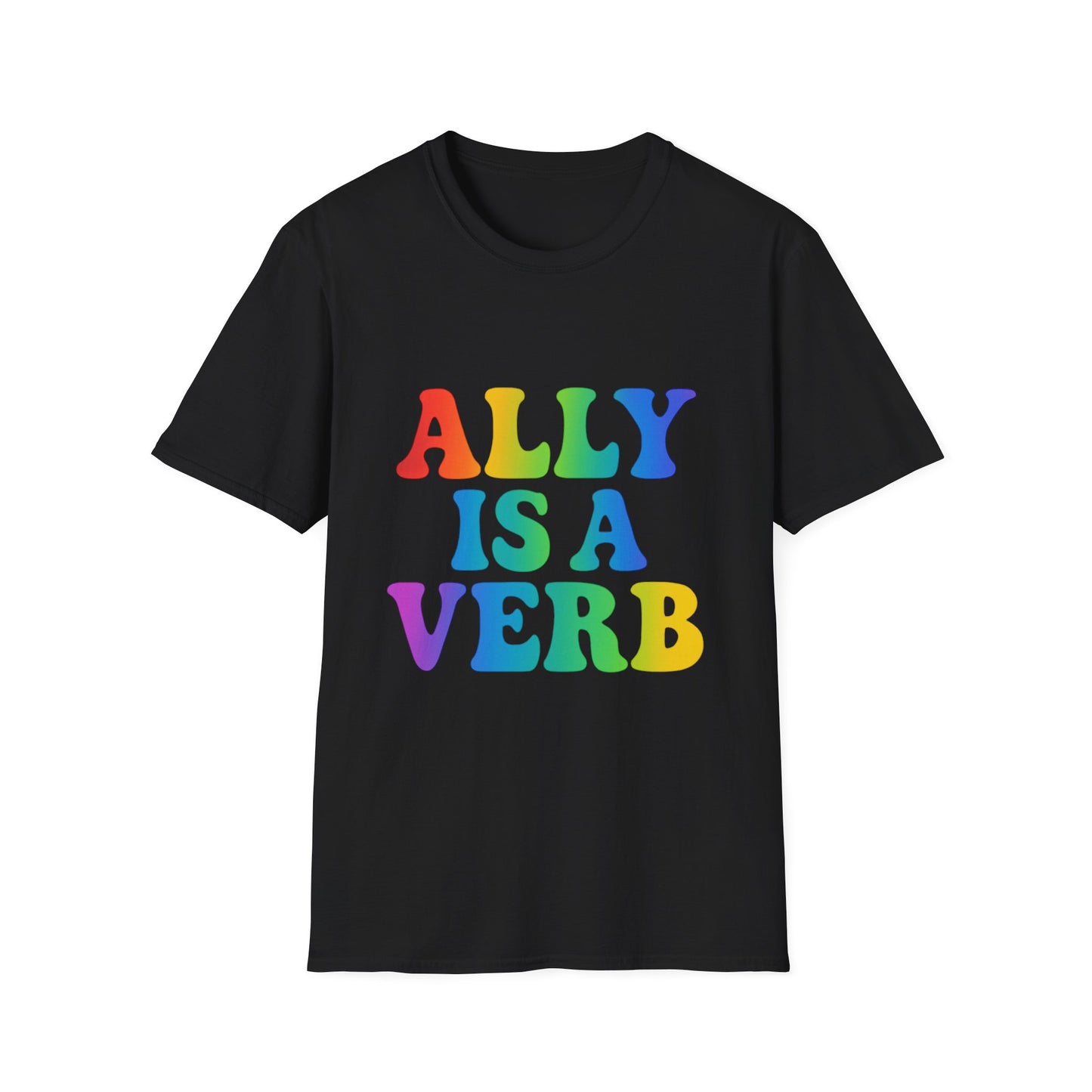 ALLY IS A VERB Pride T-Shirt – Unisex Comfort Fit