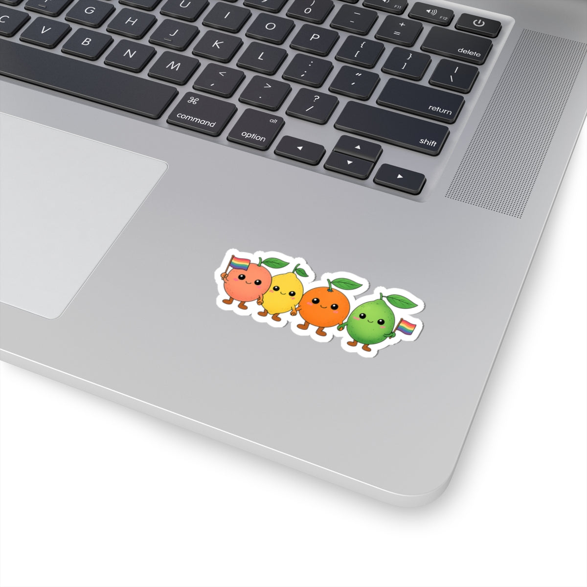 Cute LGBTQ+ Fruit Squad Sticker – Grapefruit, Lemon, Orange & Lime Holding Hands with Pride