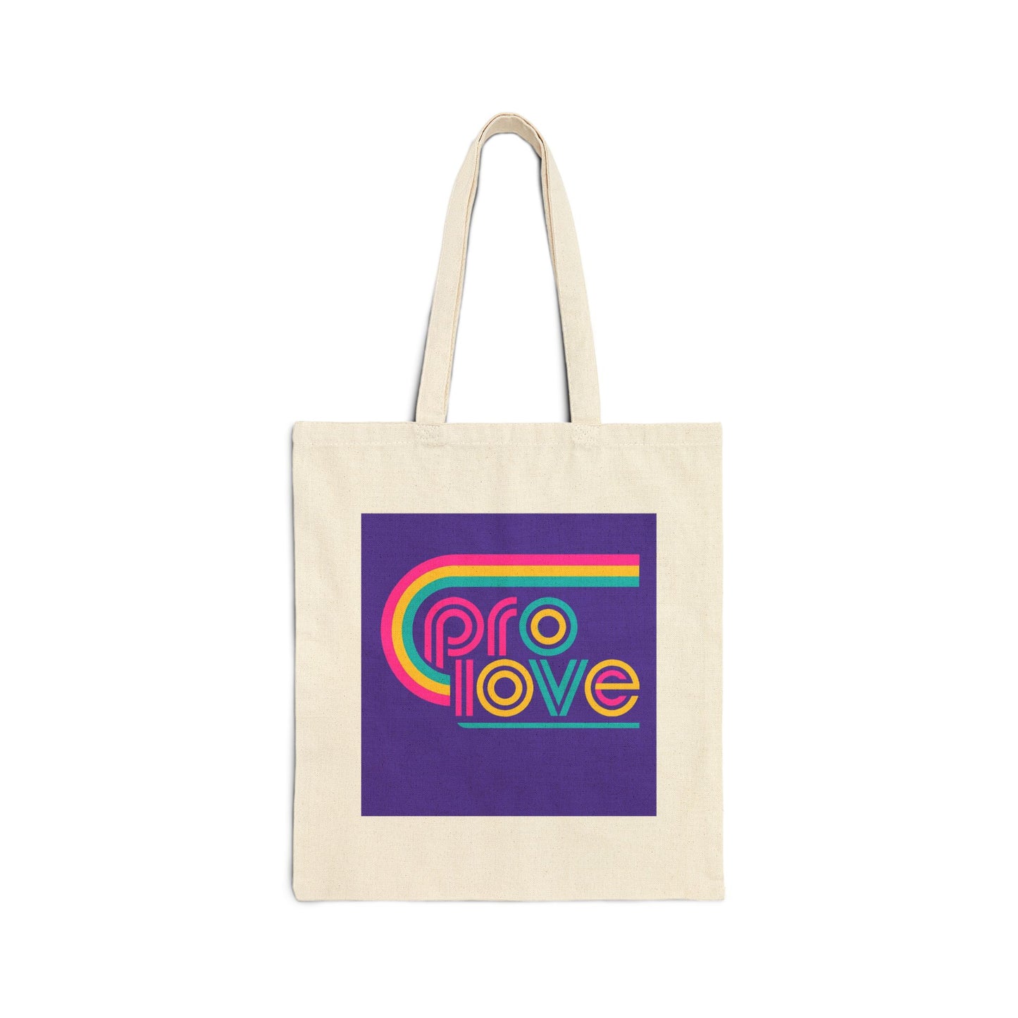 “Pro Love” Retro Rainbow Canvas Tote – Loudly Loving, Softly Screaming Inside
