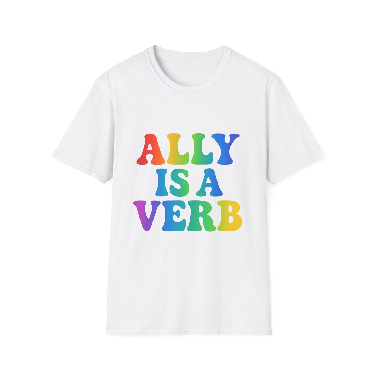 ALLY IS A VERB Pride T-Shirt – Unisex Comfort Fit