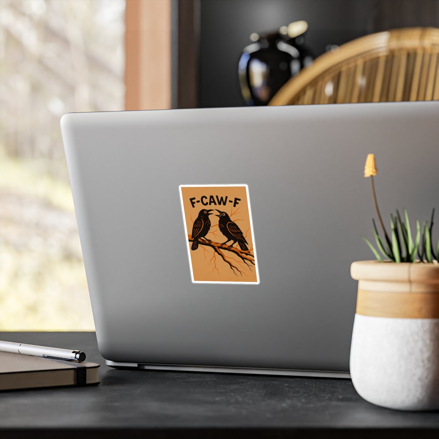 “F-CAW-F” Screaming Crow Sticker – Emotional Support Chaos, Now in Vinyl