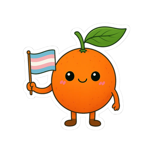 Cute Cartoon LGBTQ+ Trans Flag Orange Sticker – Fun, Colorful, and Proud